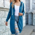 thumbnail image 6 of Women Casual Zip Up Fleece Hoodies Long Tunic Jackets 2025 Fall Winter Oversized Sweatshirts With Pockets Long Sleeve Comfy For Street Style & Loungewear​ Blue M, 6 of 6