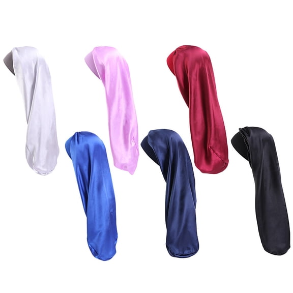 LEORX 6Pcs Satin Cap for Long Hair Sleep Hair Bonnet Assorted Color for Adults