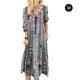 thumbnail image 1 of Vestido largo con estampado floral bohemio Cuello en V Cordón con cordones Ropa de manga larga Vogacara AP000133-18B, 1 of 5