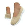 thumbnail image 3 of XIMIN Women's Woven Orthopedic Breathable Comfortable Walking Sneakers with Arch Support Wide Fit Slip on Tenis Comfy Work Slip Ins Loafers Soft Foam Footwear (7.5, Beige), 3 of 8
