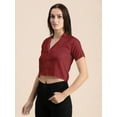 thumbnail image 5 of Moomaya Womens Solid Crop Shirt, Short Sleeves, Buttoned Shot Top, 5 of 8