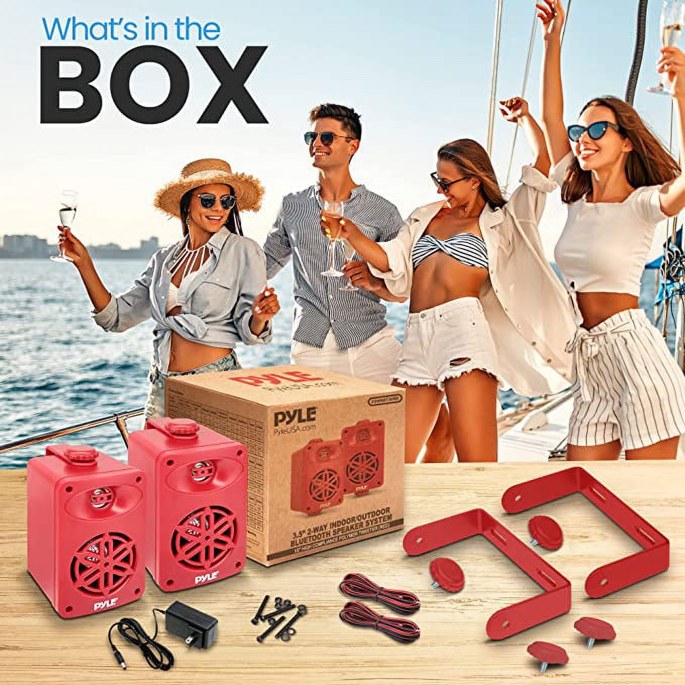PyleUsa Bluetooth Indoor Outdoor Speakers Pair-500 Watt Dual Waterproof 5.25” 2-Way Full Range Speaker System w/ 1/2” High Compliance Polymer Tweeter-Home, Boat, Marine,Deck,Patio,Poolside PDWRBT56BL