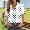 thumbnail image 4 of Ashyfjp Shirts for Women Casual Regular Fit Polka Dot Print Short Sleeve V-Neck Button Down Lightweight Womens Tops for Daily Summer Wear, Size S-XXL, 4 of 5