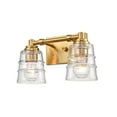 thumbnail image 4 of Atlas Lighting and Home 2-Light Ribbed Glass Shade Vanity Light Fixture - 13" - Satin Brass Finish, 4 of 7