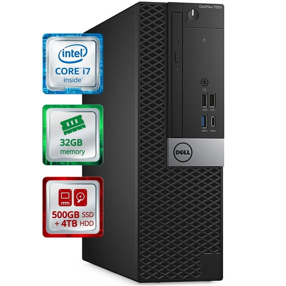Restored Dell OptiPlex 7050 Small Desktop Computer (SFF) Quad Core Intel i7 (4.2GHz Turbo) 32GB DDR4 RAM 500GB SSD   4TB HDD WiFi-5G   Bluetooth Win 10 Pro Home or Office PC (Refurbished)