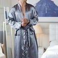 thumbnail image 4 of Bcfgryg Mens Thin Bathrobe Long Cardigan Imitation Silk Nightgown Ice Silk Pajamas Men's Home Wear Summer Nightgown Mens Sleep Shorts, 4 of 5
