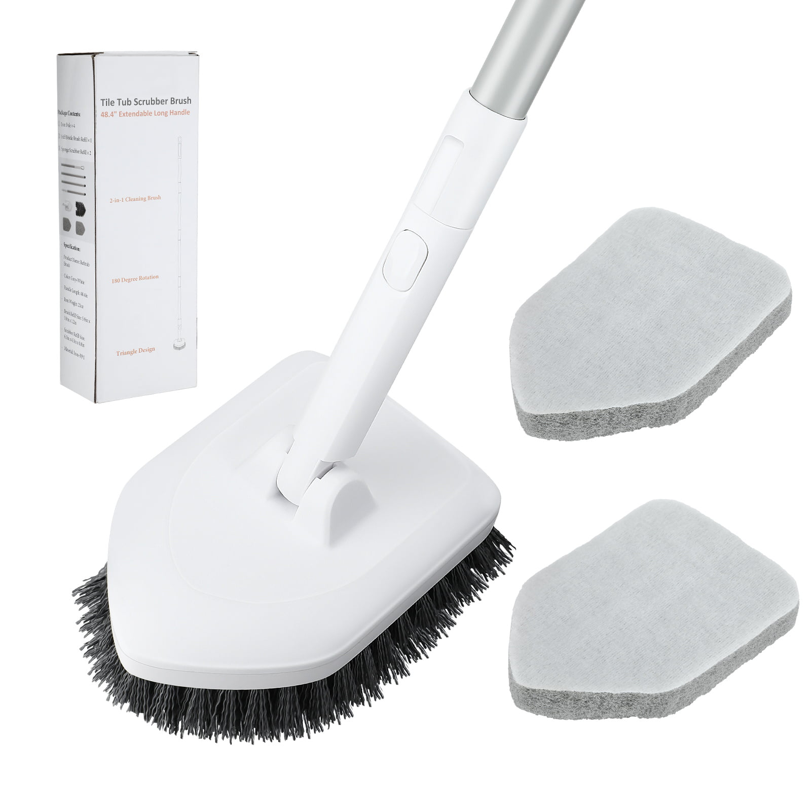 Lomida 3 in 1 Scrub Cleaning Brush with Long Handle, Shower Bathtub Tub and Tile Scrubber Brush with 51'' Extendable Long Handle Detachable Bristles Scrub
