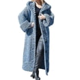 thumbnail image 1 of Abrigo de invierno para mujer, informal, mezcla de algodón, abrigo con capucha, cárdigan largo de punto grueso, 1 of 4