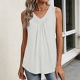 thumbnail image 4 of Tank Tops for Women Womens Pleated Tops Long Tunic Tank Tops for Women Womens Spaghetti Strap Tank Top Sleeveless Summer Tops V Neck Tank Tops Gray XL, 4 of 8