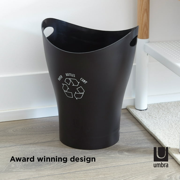 Umbra 2.25 gal Garbino Plastic Recycle Open Top Office Trash Can, Black 