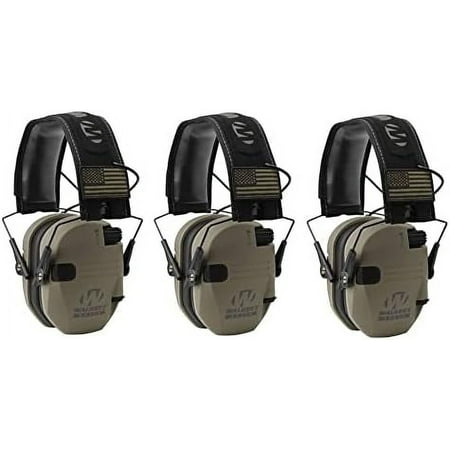 Walker s Razor Slim Shooter Electronic Hunting Folding Hearing Protection Earmuffs w/ 23dB Noise Reduction & Sound Amplification Tan Patriot (3 Pack)