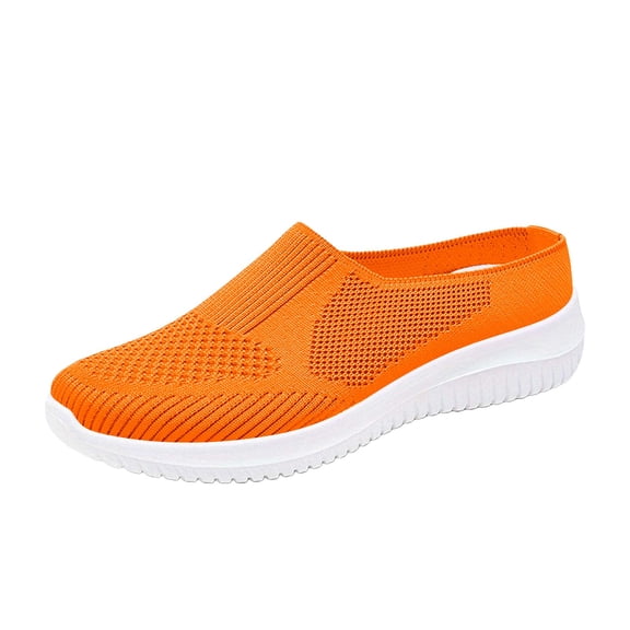 Women’s Breathable Slip-On Walking Shoes with Flexible Cushion Sole Comfortable Non Slip Casual Easy On Sneakers Saffron 41
