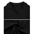 thumbnail image 6 of JYLFC Women's Long Sleeve Polo V Neck T Shirts Fall Ribbed Knit Slim Fitted Collared Tops, Black XL, 6 of 8