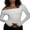White, variant on Women Off Shoulder Crop Tops Solid Slim Fit Ruched Long Sleeve T-shirt Aesthetic Club Streetwear