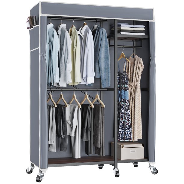 350lbs Heavy Duty Garment Rack Rolling Clothes Rack Black Metal