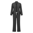 thumbnail image 5 of GILIGEGE Two Piece Sets for Women Trouser Suit Women's Elegant 2 Piece Wide Leg Pants Suit Business Suit Set Two Piece Plain Trousers Festive Long Trouser Suits Dark Grey L, 5 of 6