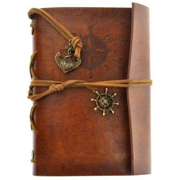 Haobase Travel Diaries notebook, plain, loose-leaf, retro, brown.