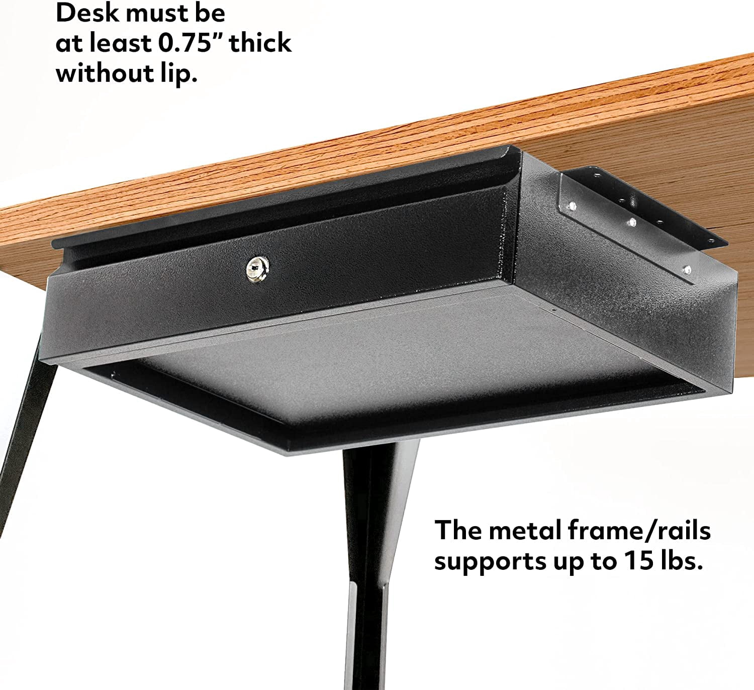 POCHAR 17.75" Steel Under Desk Drawer Slide Out with Lock - Attachable Desk Drawer - Locking Undermount Drawer Slides for Home Office