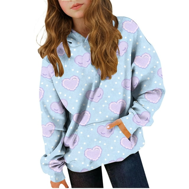 Sudadera con capucha para niñas y niños, sudadera de manga larga con cuello redondo y estampado de moda, jersey con bolsillo