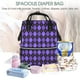 thumbnail image 5 of Fotbe purple argyle Mochila Maternidad - Lona de Sarga Impermeable, Mochila de Pañales de Gran Capacidad con Múltiples Bolsillos y Correas Ajustables, 5 of 6