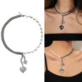 thumbnail image 2 of Statement Heart Necklace Chain Neckalce Fashionable Accessory Alloy Material Fashion Neck Jewelry for Fashion Outfits, 2 of 4