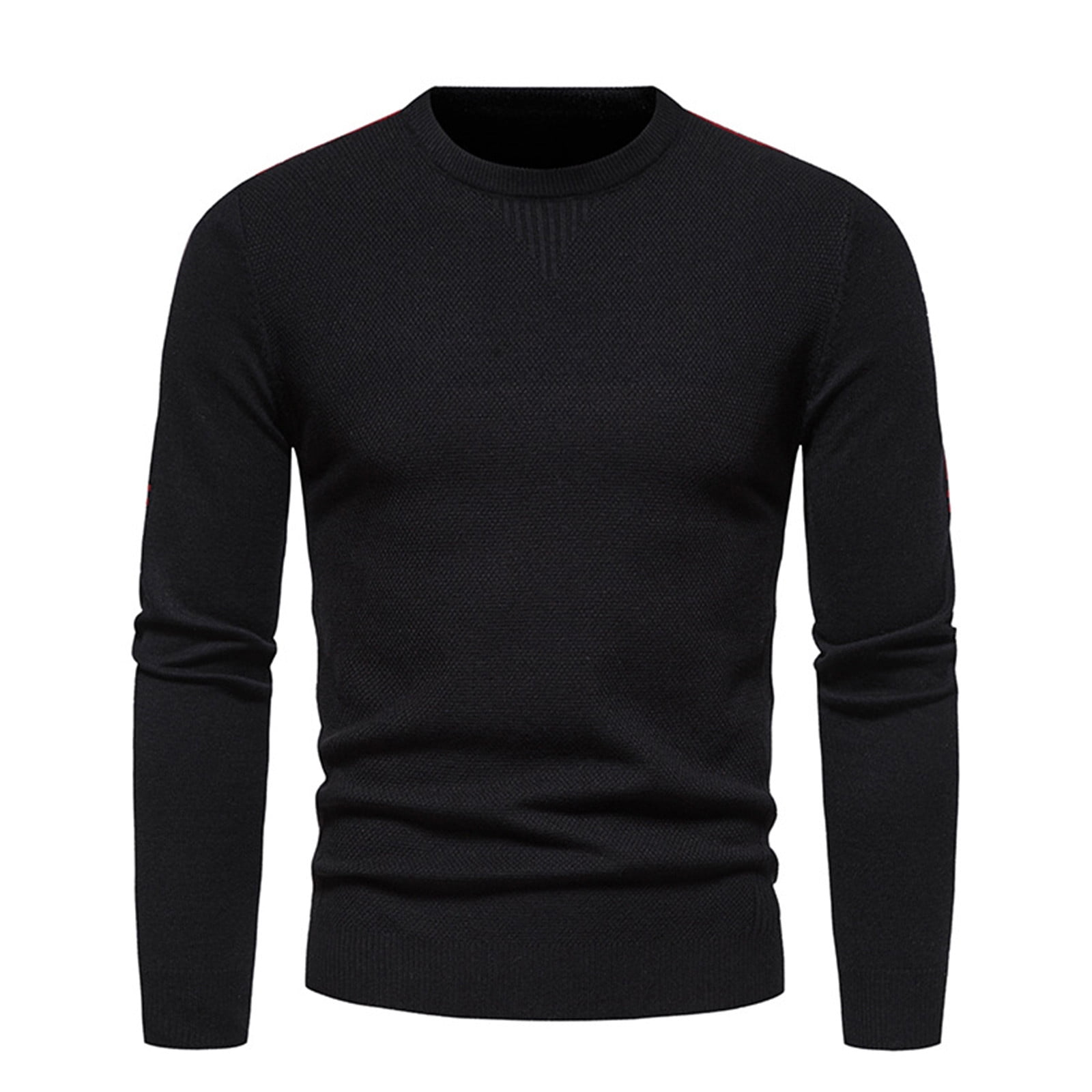 jovati Mens Long Sleeve Shirt Mens Autumn New Mens Knitwear Solid Color Slim Fit Round Neck Pullover Long Sleeve Sweater Korean Version Bottoming