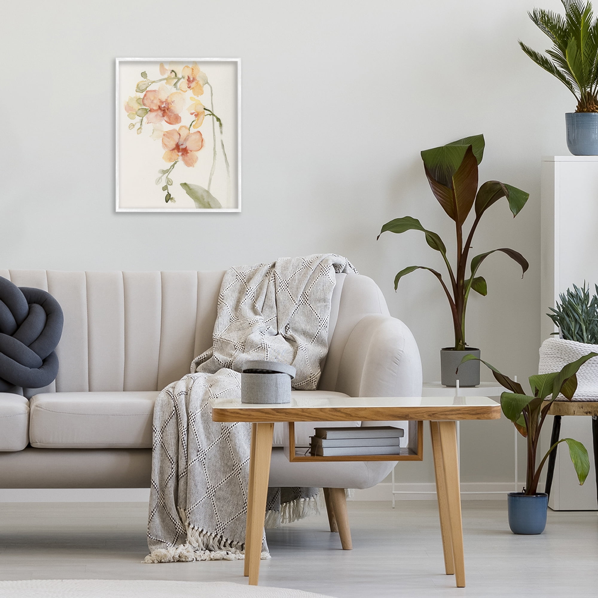 Stupell Industries Peach Orchid in Bloom White Framed Giclee Art, design by Victoria Barnes