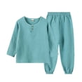 thumbnail image 2 of hoksml Boys Cotton Loungewear Set, Long Sleeve Henley Shirt and Jogger Pants, Kids 2-Piece Casual Outfit, 2 of 5