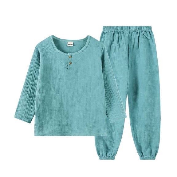 CHEEREAM Kids Summer Outfits Active Jogger Pants and Button Crew Neck Long Sleeve Shirt Boys Comfy Leisure Summer 2-Piece Sets