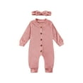 thumbnail image 1 of xiaxaixu Baby Autumn Jumpsuit, Solid Color Long Sleeve Rompers with Buttons, 1 of 8