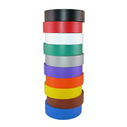 TradeGear Electrical Tape ASSORTED MATTE Rainbow Colors - 10 Pk Waterproof, Flame Retardant, Strong Rubber Based Adhesive, UL