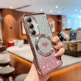 thumbnail image 2 of for Samsung Galaxy S24 Phone Case,Compatible with Magsafe,Magnetic Plating Glitter Gradient Cute Heart Clear Case,Camera Protection Case for Samsung Galaxy S24 6.1 Inch -Pink, 2 of 11