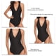 thumbnail image 5 of Traje de baño de una pieza Cuello en V Diseño plisado elástico transpirable Bikini ajustado para surf Fiesta en la playa Fiesta en la piscina Baño de spa Negro XXL, 5 of 5
