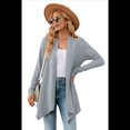 thumbnail image 2 of Cárdigan para Mujer, Elegante, Informal, de Larga, Abierto, Gris, Azul, L, 2 of 6