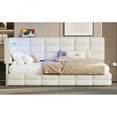 thumbnail image 3 of ChenyueFurn Upholstered Storage Drawers Charging Station Daybed, Beige, 3 of 14