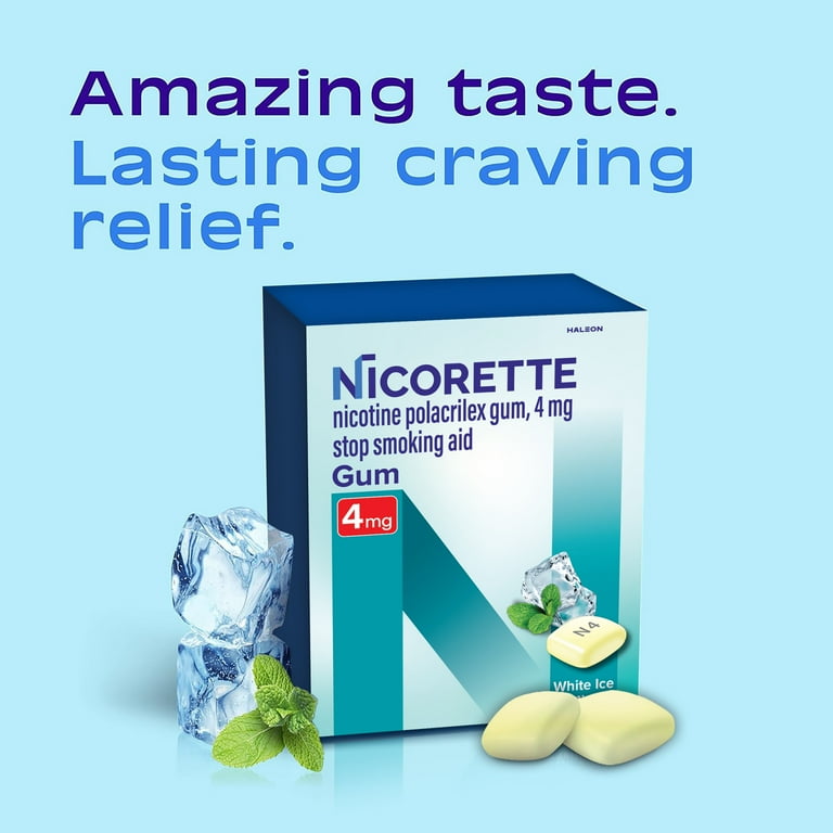 ムコ多糖　(minorin) Nicorette Nicotine Gum, Stop Smoking Aids, 4 Mg, White Ice