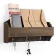 thumbnail image 2 of Wooden Wall Mounted Mail Sorter With 3 Double Key Hooks, 2 of 3