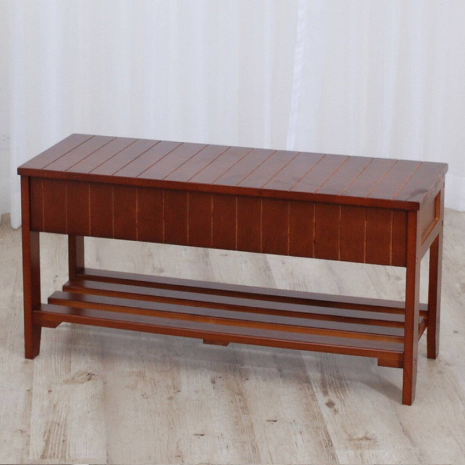 Roundhill Furniture Solid Wood Shoe Storage Bench