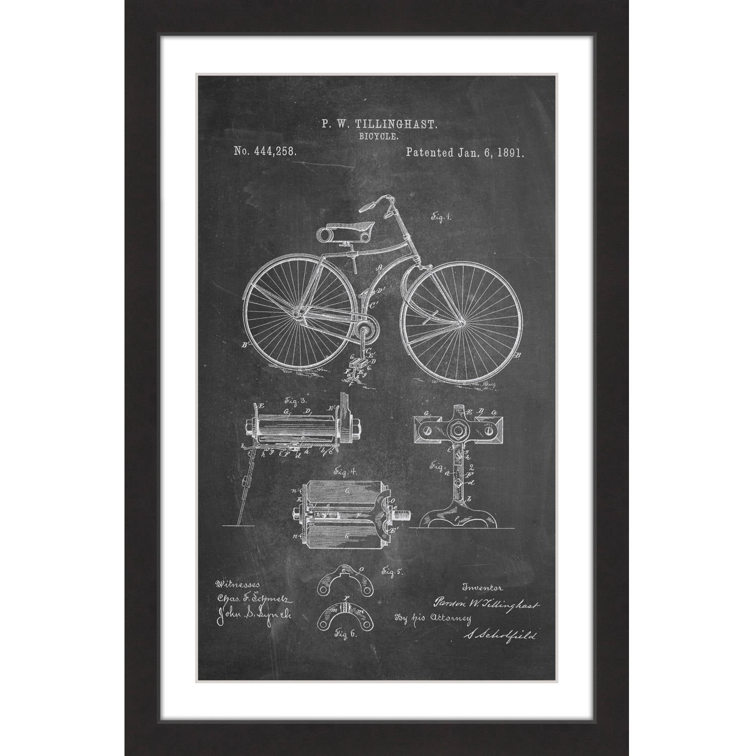 "Bicycle 1891 Chalk" Framed Painting Print