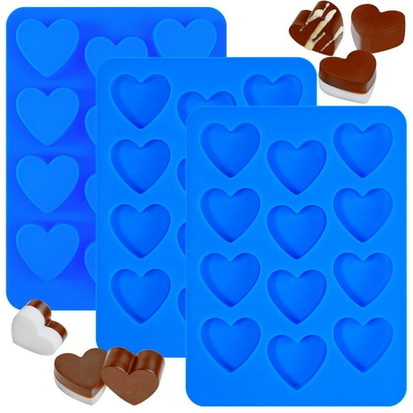 Webake Heart Chocolate Molds 12-Cavity, Pack of 3, Blue