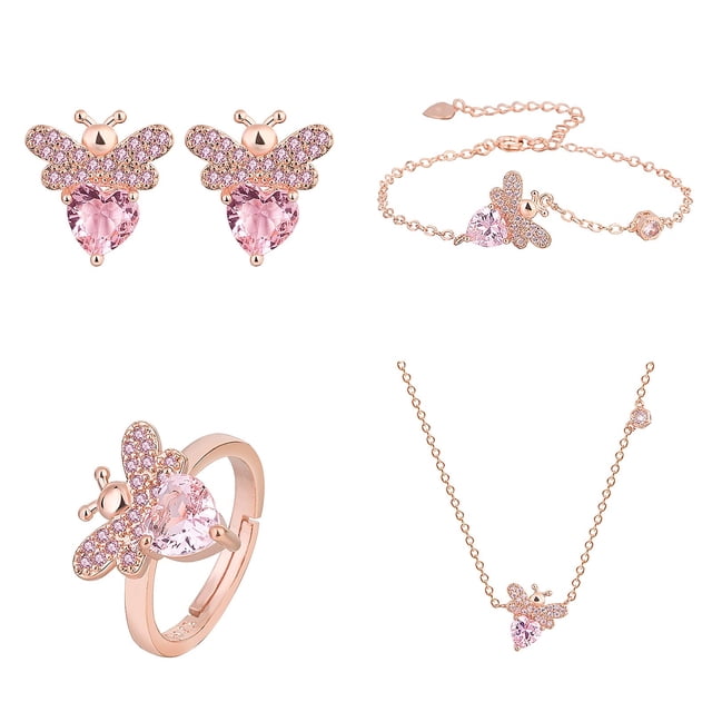 Señoras mariposa Stud pendientes pulsera collar conjunto colgante collar Wmkox8yi sjalhkljlk649