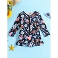 thumbnail image 2 of Arvbitana Toddler Girl Swimsuits Sun/ Flower Print Long Sleeve Zipper Jumpsuit Swimwear Beachwear Bathing Suits, 2 of 8