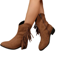 thumbnail image 3 of Willtoo Women's Fashionable Ankle Boots, Fringed Pointed-toe Square Heel, Suitable for Autumn and Winter Outfits Brown, 3 of 6