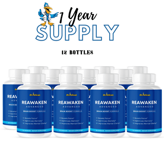 ReAwaken Advanced-Focus/Memory/Brain Boost- 12 Bottles- 720 Capsules- Dr. Pelican