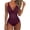 Wine, variant on Jacenvly Womens One-Piece Swimsuit Soft Satiny Women Solid with Chest Pad Without Underwire Bikini Deep V One-Piece Swimsuit Multicolor V-Neck Casual Womens Swimwear Plus Size Army Green