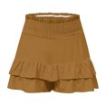 thumbnail image 4 of RQYYD Clearance Womens Shorts Cotton High Elastic Waisted Pleated Ruffle Cute Smocked Shorts Beach Flowy Summer Casual Short, 4 of 5