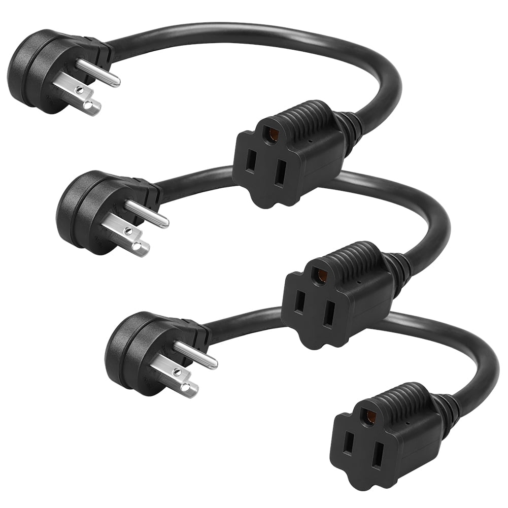 DEWENWILS Extension Cord with Flat Plug,1FT SJT 14/3 Indoor Power Cable 15A 125V, 3-Pack,Black
