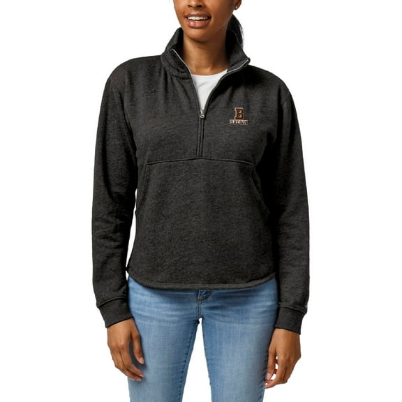 Women's League Collegiate Wear Heather Charcoal Brown Bears Victory Springs Tri-Blend Quarter-Zip Pullover Sweatshirt