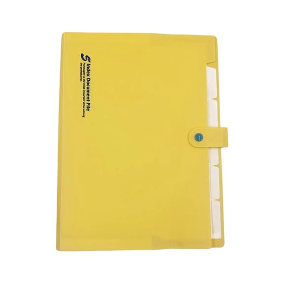 Tunhigl A4 Letter Size 5-Pocket Folding Plastic Expanding Accordion File Folders Document Organizer for Office School Home Yellow