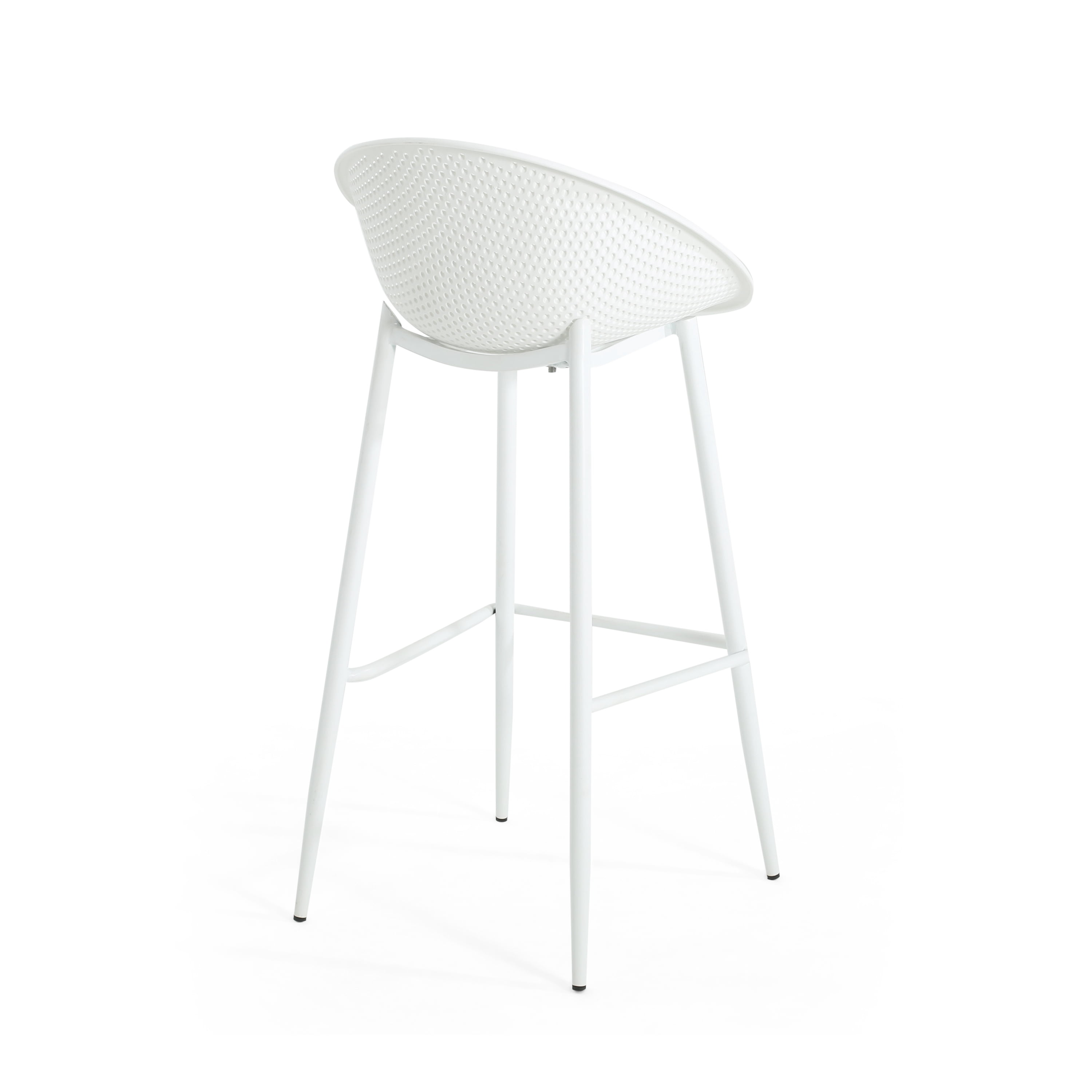 Bar Stools Set of 2, Outdoor Patio Chairs with Weatherproof Iron Frame and Plastic Seat, Counter Height Dining Chairs for Backyard Deck and Garden, White